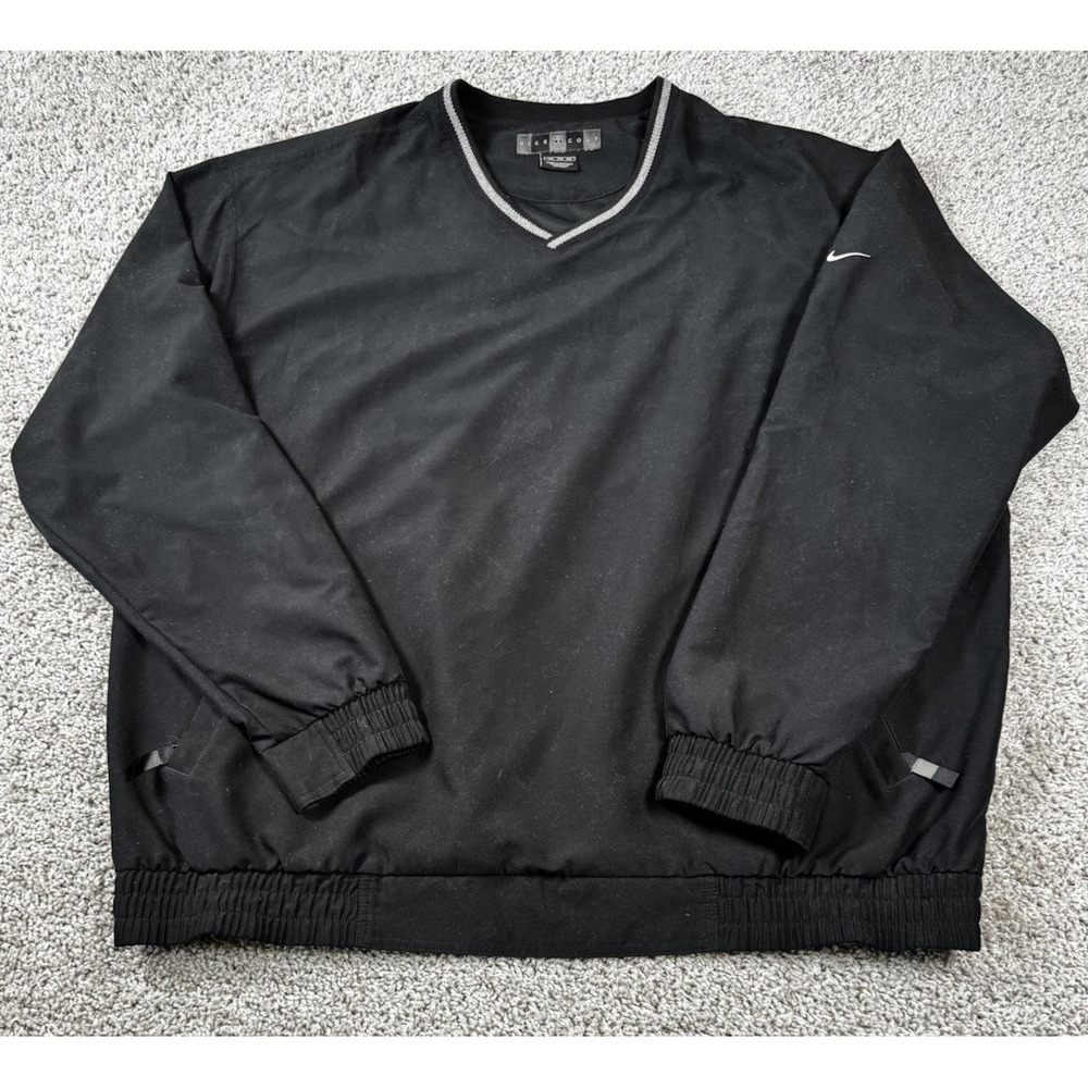 Nike Golf Mens V Neck Pullover Windbreaker Jacket Black XXL